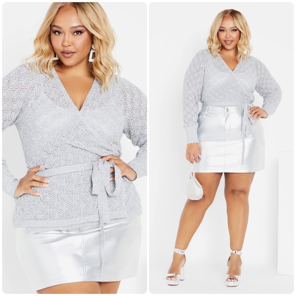 NWT City Chic Holly Sweater Silver Women’s Plus Large Size 20